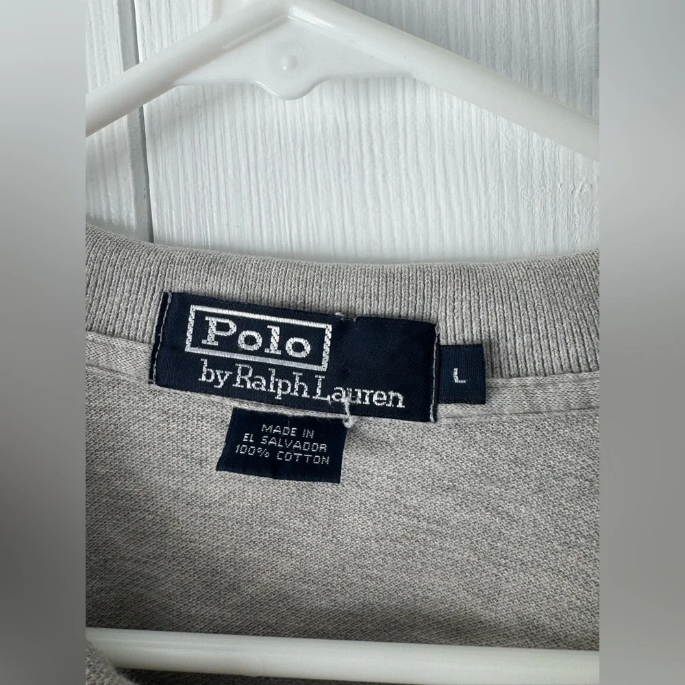 Polo Ralph Lauren Light Gray Cotton Long Sleeve Polo Shirt L